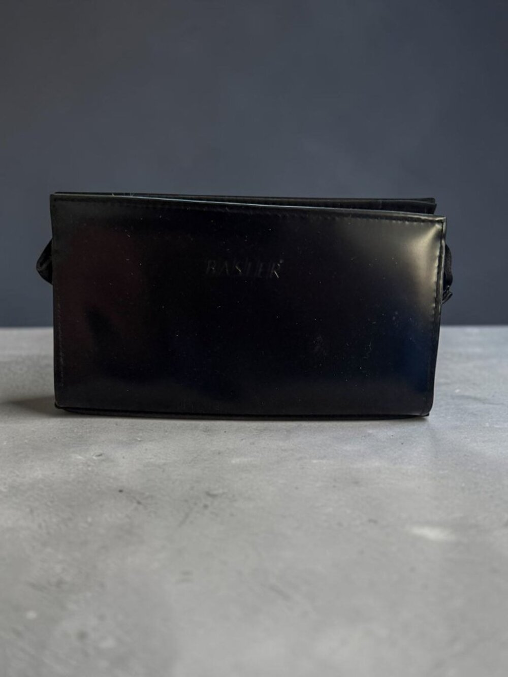 BASLER Black Leather Makeup Toiletry Bag NEW NWOT